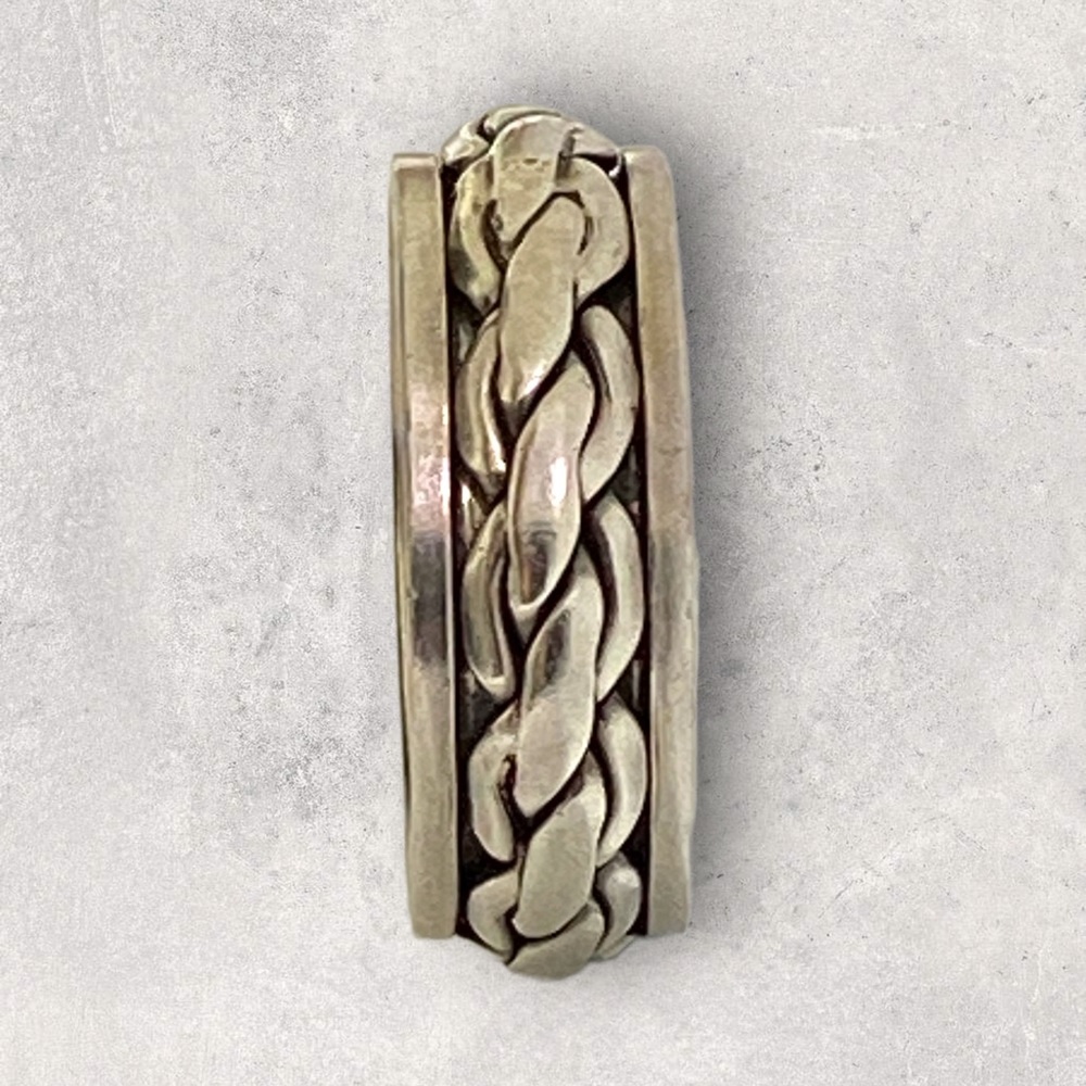 925 Sterling Silver Braided Spinner Ring - Picture 4 of 4